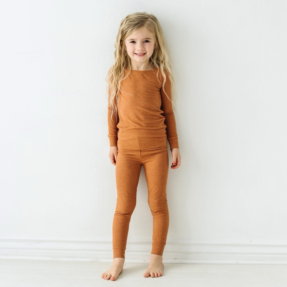 NIB LS Heather Spice Ribbed Pj Set